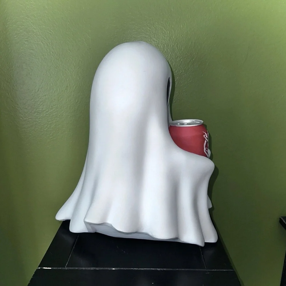 Coca-Cola Ghost Figure Halloween Decor Drink Holder Spooky Cute, NEW, White